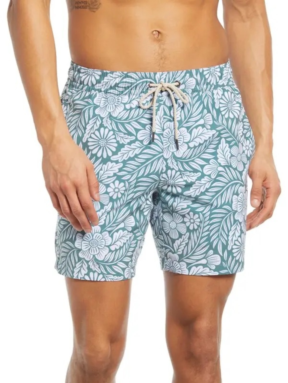 Fair Harbor The Bayberry Trunk Green Floral Men’s Swim Shorts Size Small